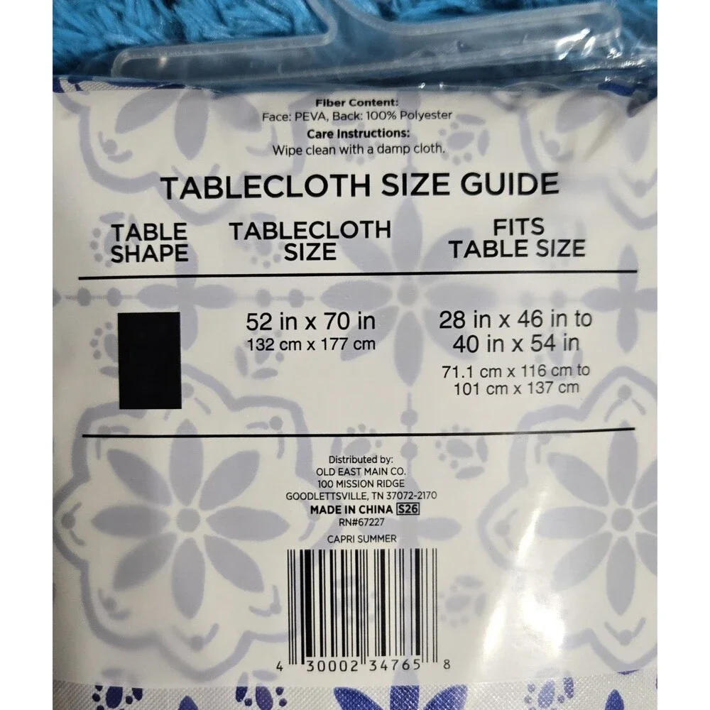 Blue Floral Kitchen True Living 2pc Bundle Dish Drying Mat & PEVA Tablecloth
